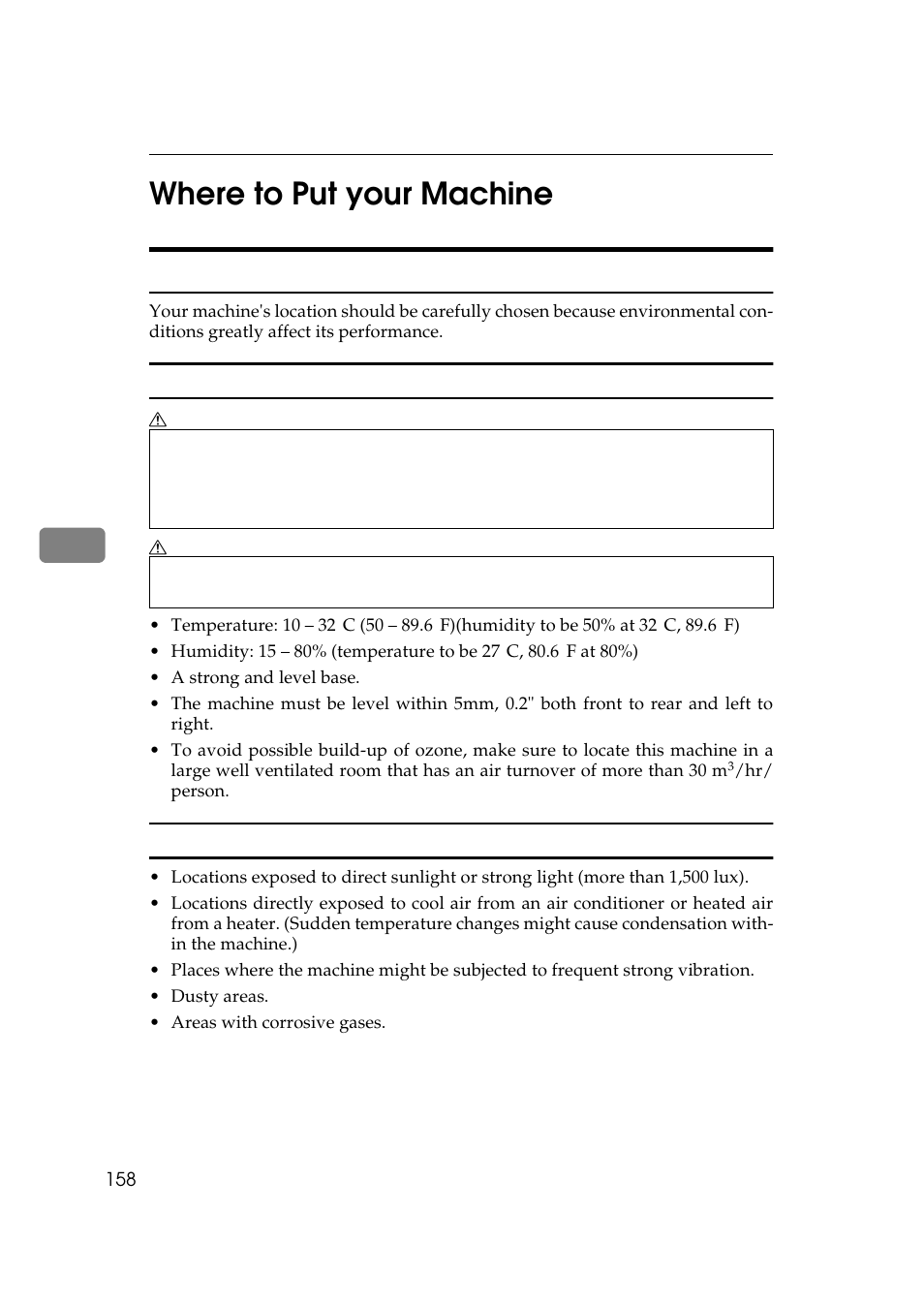 Where to put your machine, Machine environment, 5where to put your machine | Ricoh 450e User Manual | Page 184 / 204