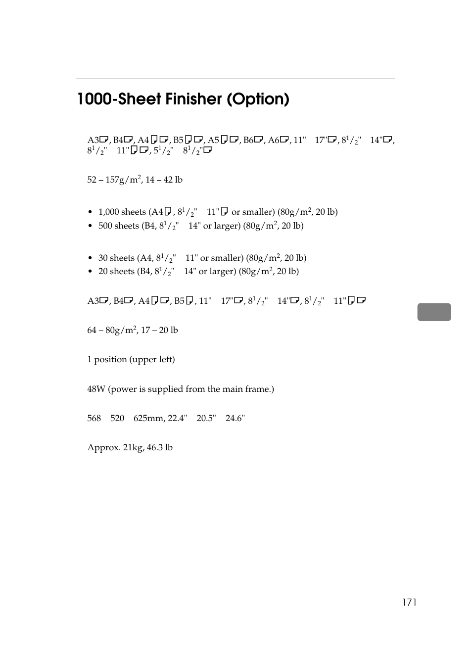 1000-sheet finisher (option) | Ricoh 450e User Manual | Page 197 / 204