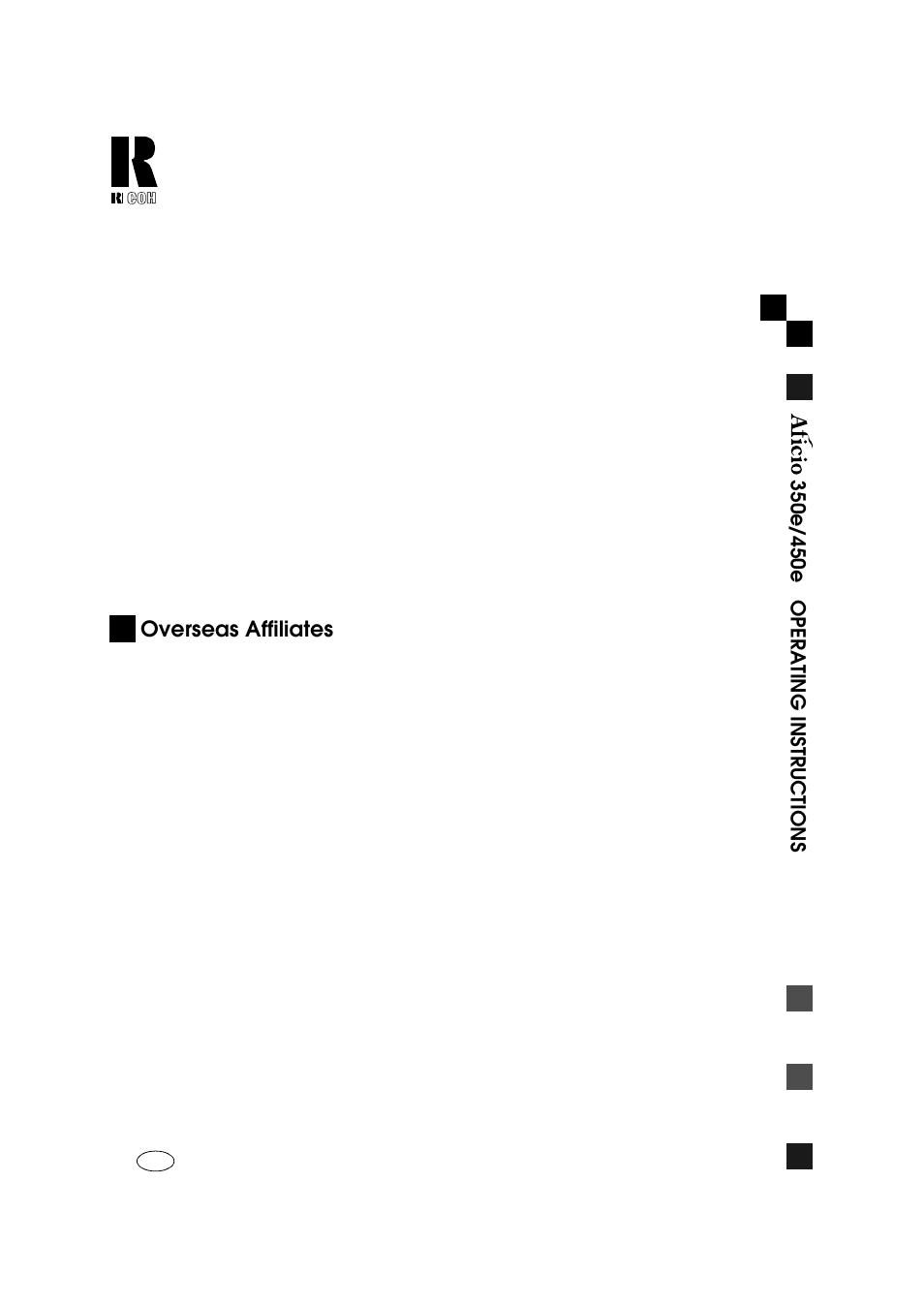 Overseas affiliates | Ricoh 450e User Manual | Page 2 / 204