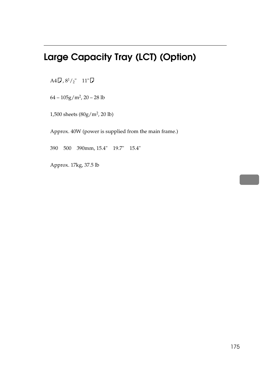 Large capacity tray (lct) (option), 6large capacity tray (lct) (option) | Ricoh 450e User Manual | Page 201 / 204