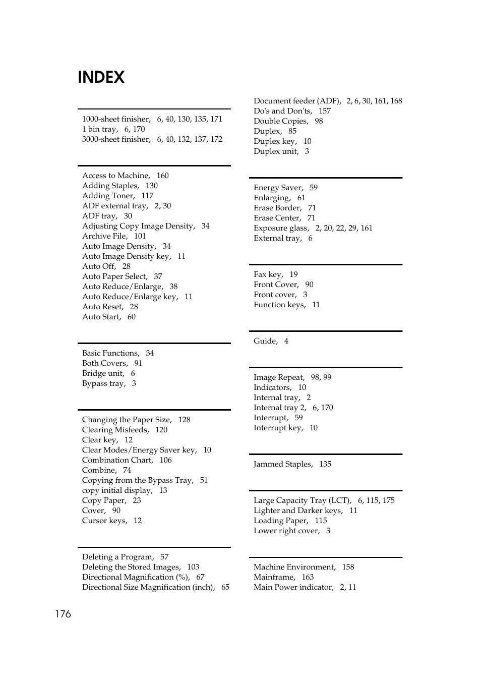 Index | Ricoh 450e User Manual | Page 202 / 204