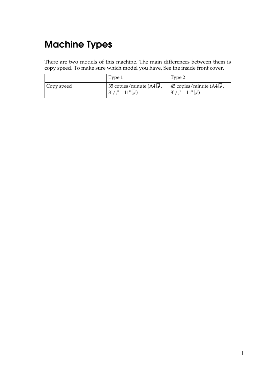 Machine types | Ricoh 450e User Manual | Page 27 / 204