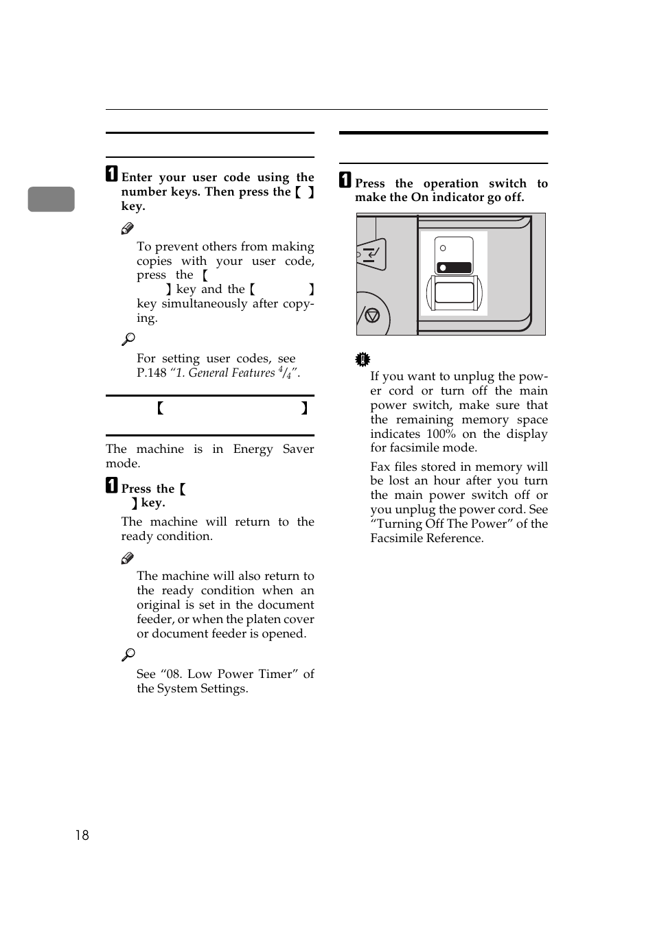 Turning off the power | Ricoh 450e User Manual | Page 44 / 204