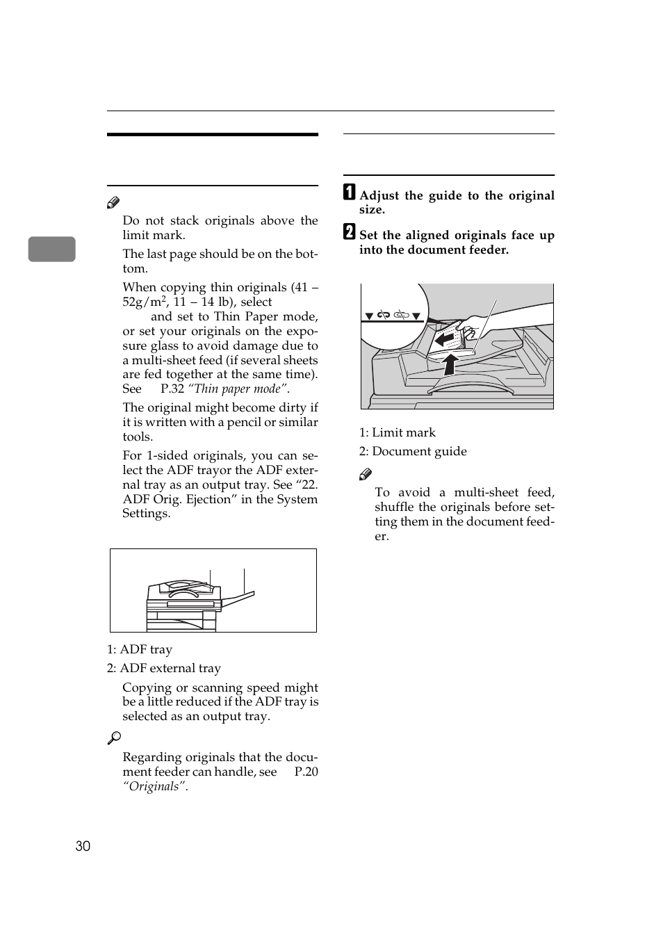 Setting originals in the document feeder | Ricoh 450e User Manual | Page 56 / 204