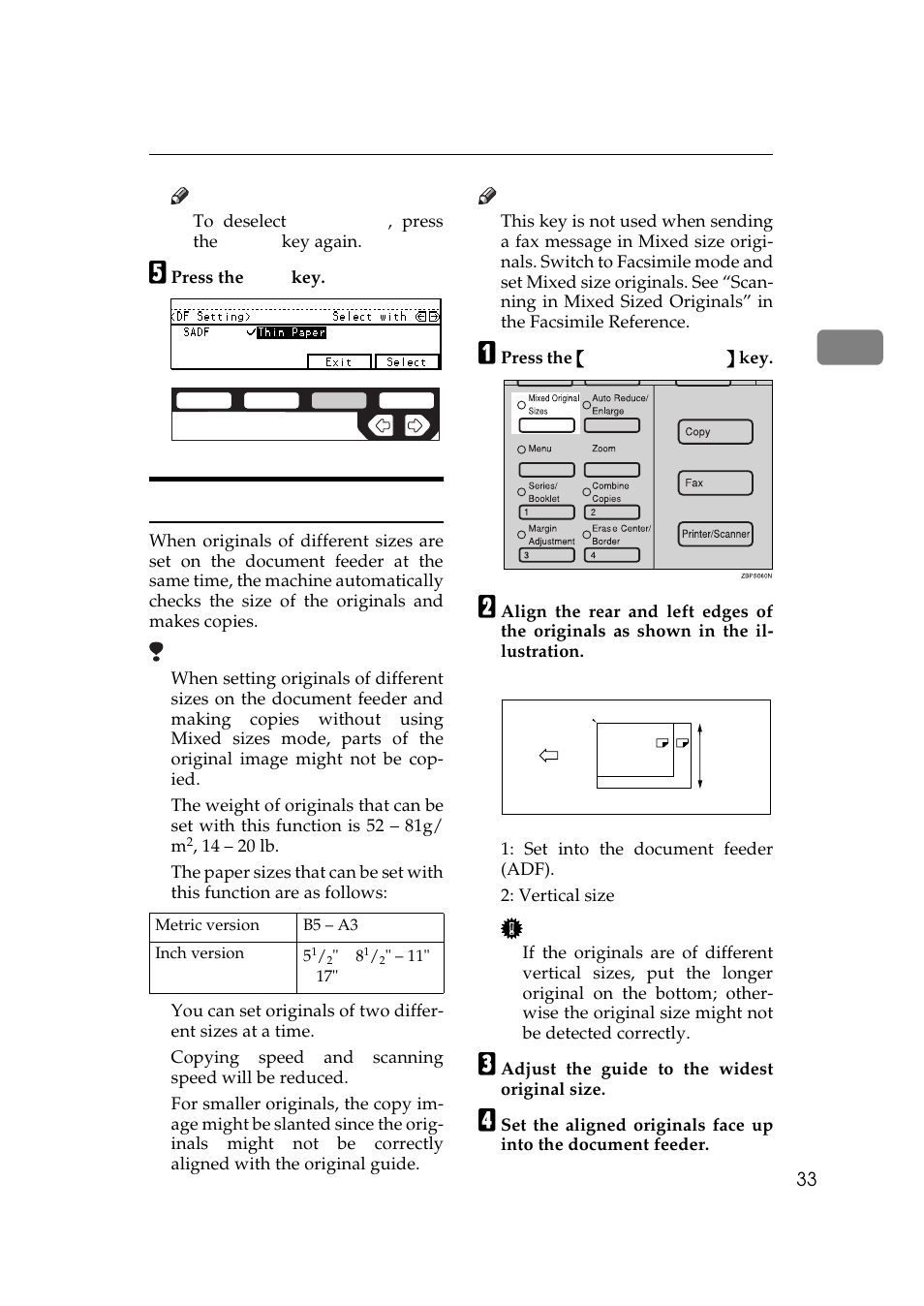 Mixed size mode | Ricoh 450e User Manual | Page 59 / 204