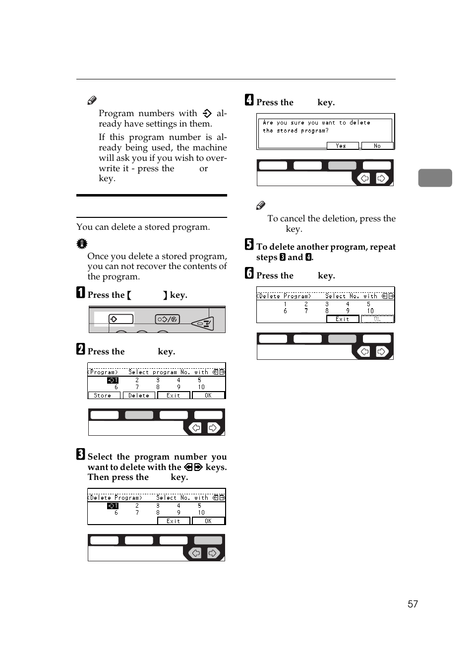 Deleting a program | Ricoh 450e User Manual | Page 83 / 204