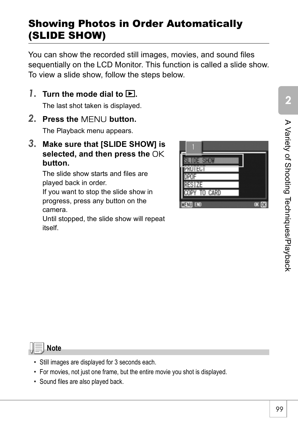 Showing photos in order automatically (slide show) | Ricoh GX8 User Manual | Page 101 / 180