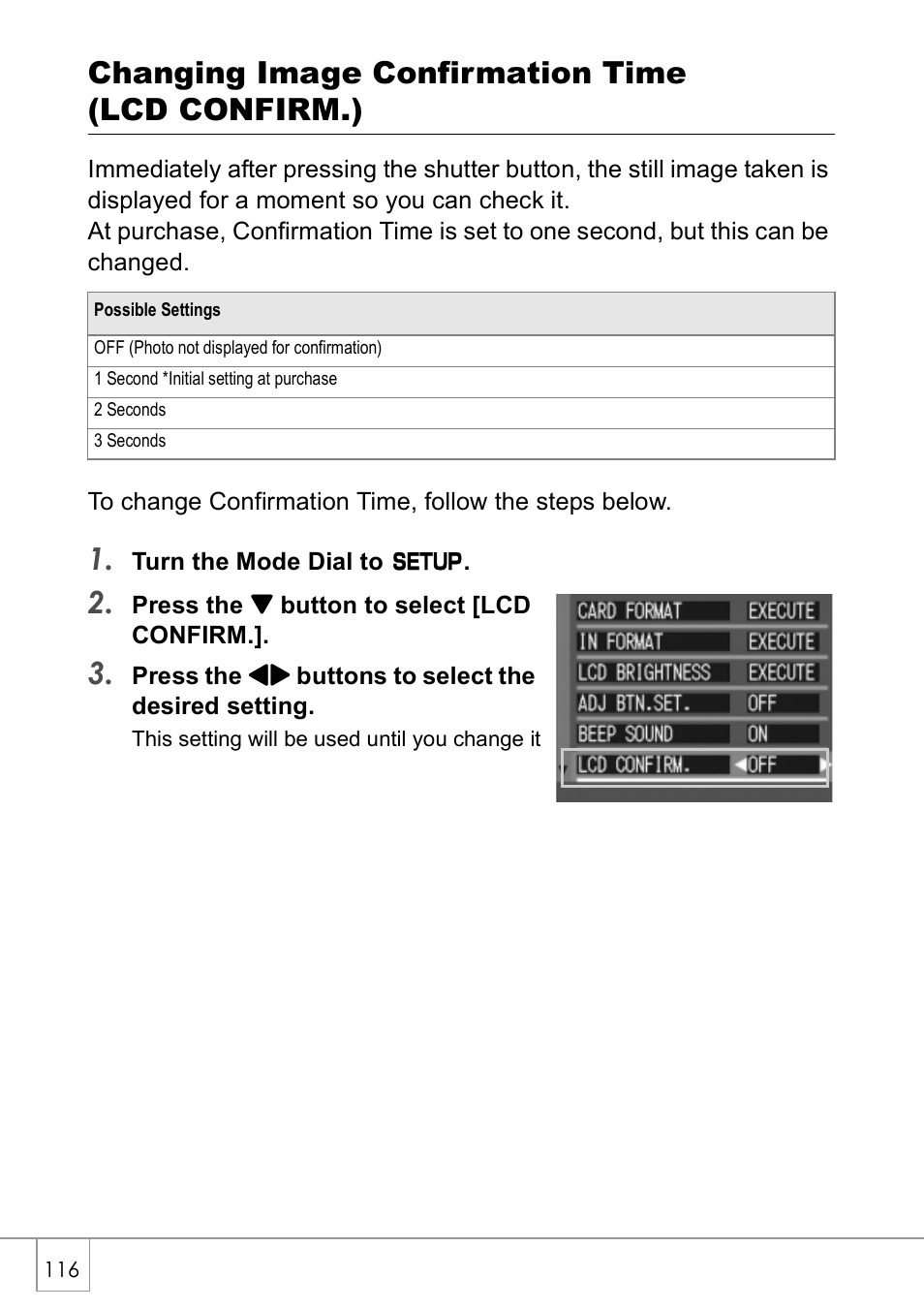 Changing image confirmation time (lcd confirm.) | Ricoh GX8 User Manual | Page 118 / 180