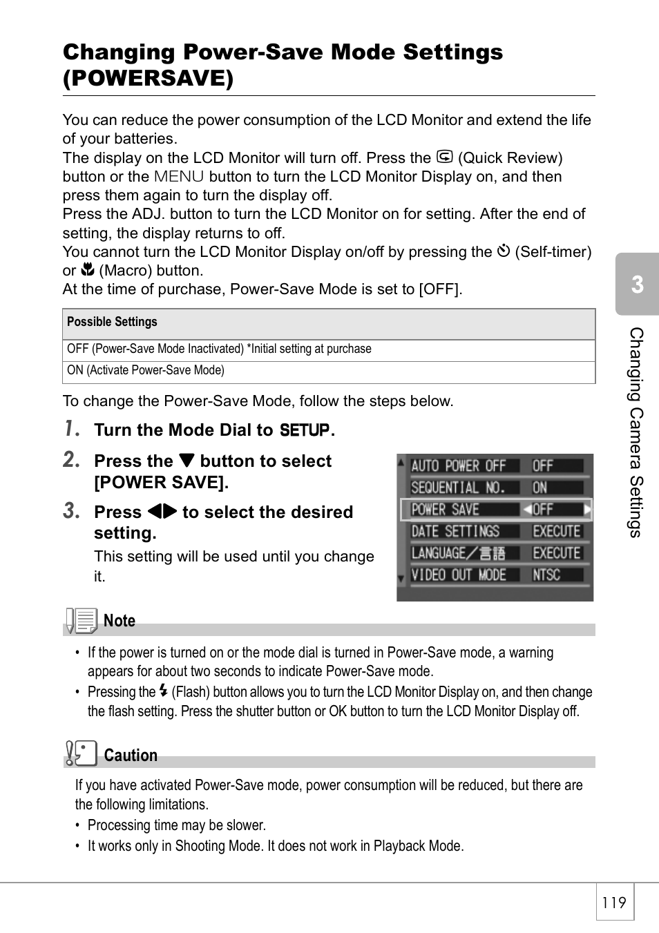 Changing power-save mode settings (powersave) | Ricoh GX8 User Manual | Page 121 / 180