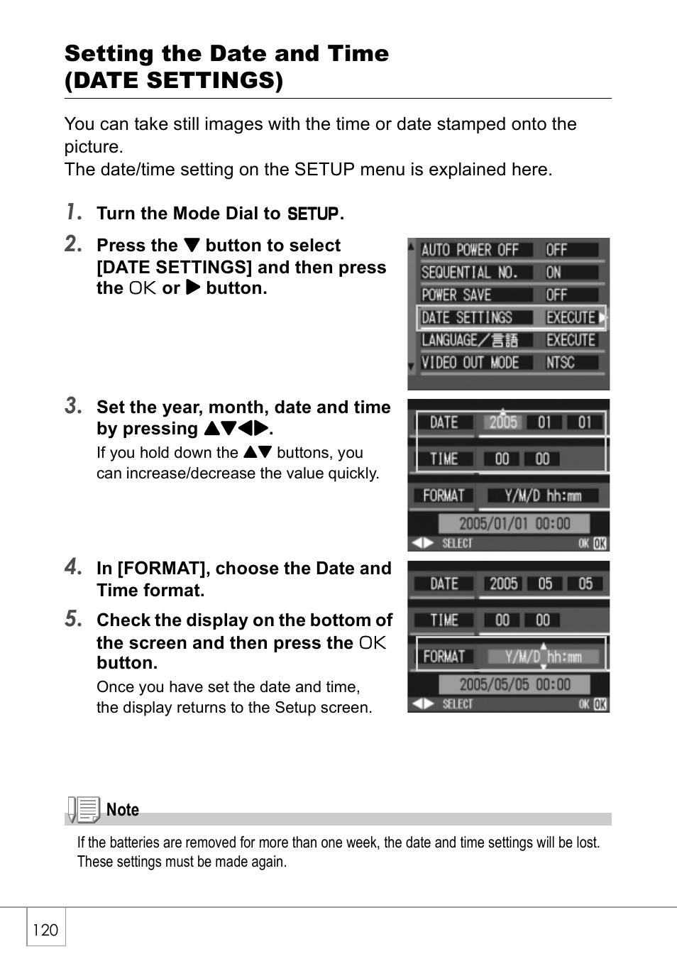 Setting the date and time (date settings) | Ricoh GX8 User Manual | Page 122 / 180
