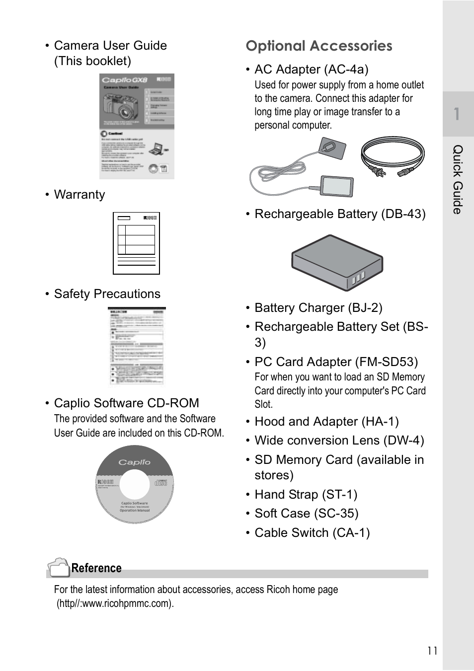 Optional accessories | Ricoh GX8 User Manual | Page 13 / 180