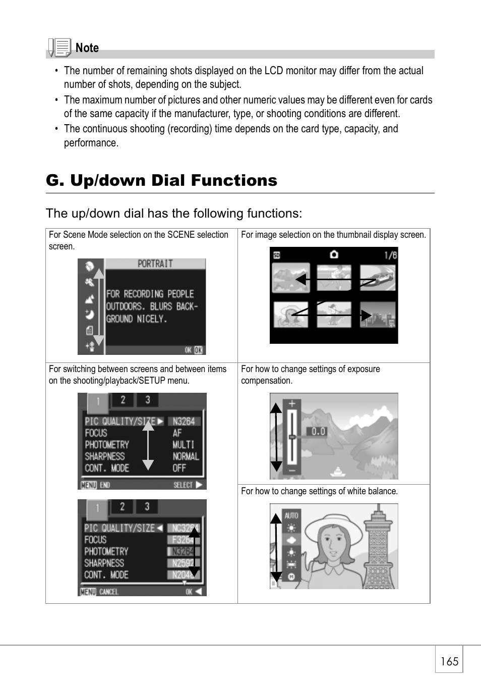 G. up/down dial functions | Ricoh GX8 User Manual | Page 167 / 180