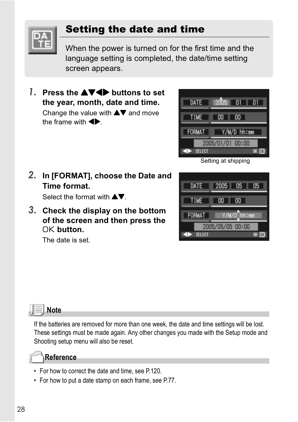 Setting the date and time | Ricoh GX8 User Manual | Page 30 / 180