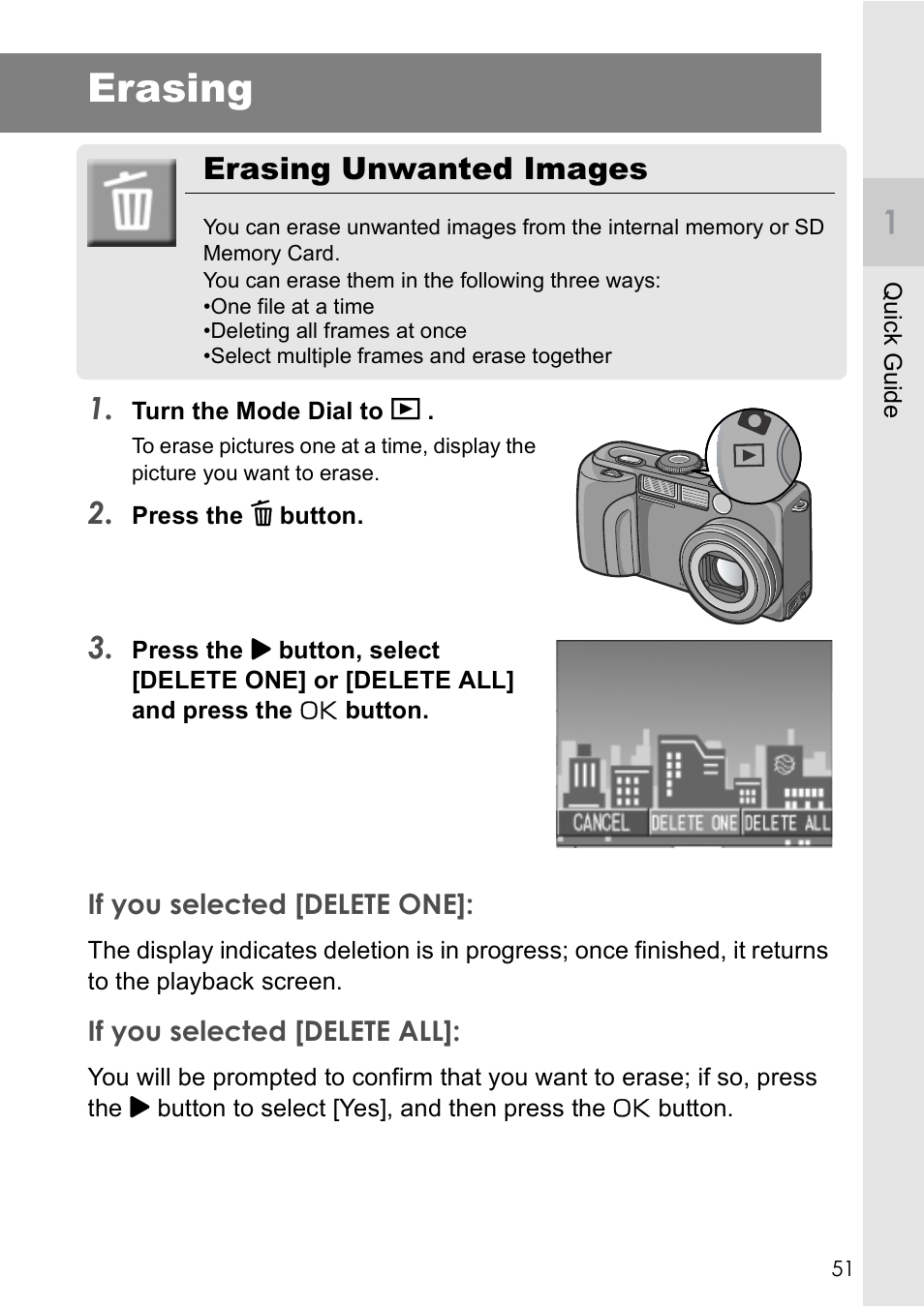 Erasing, Erasing unwanted images | Ricoh GX8 User Manual | Page 53 / 180