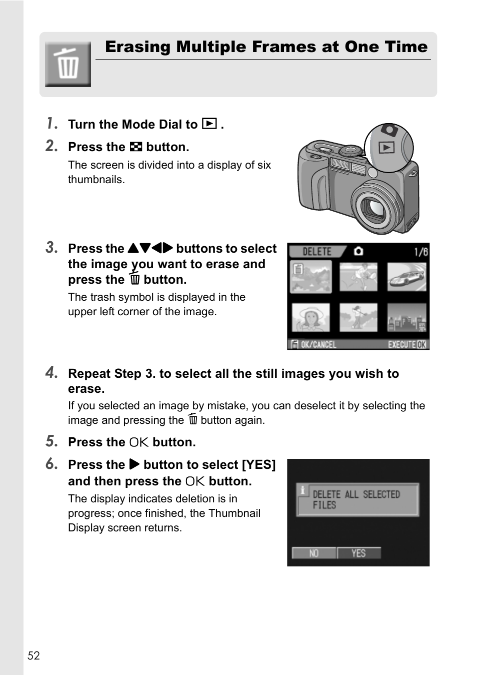 Erasing multiple frames at one time 1 | Ricoh GX8 User Manual | Page 54 / 180