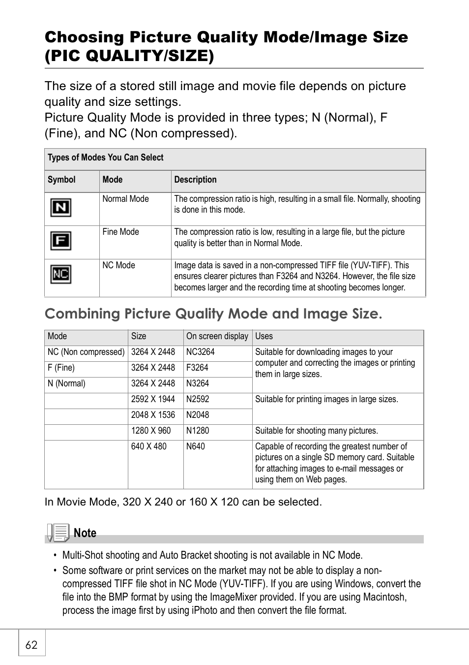 Combining picture quality mode and image size | Ricoh GX8 User Manual | Page 64 / 180