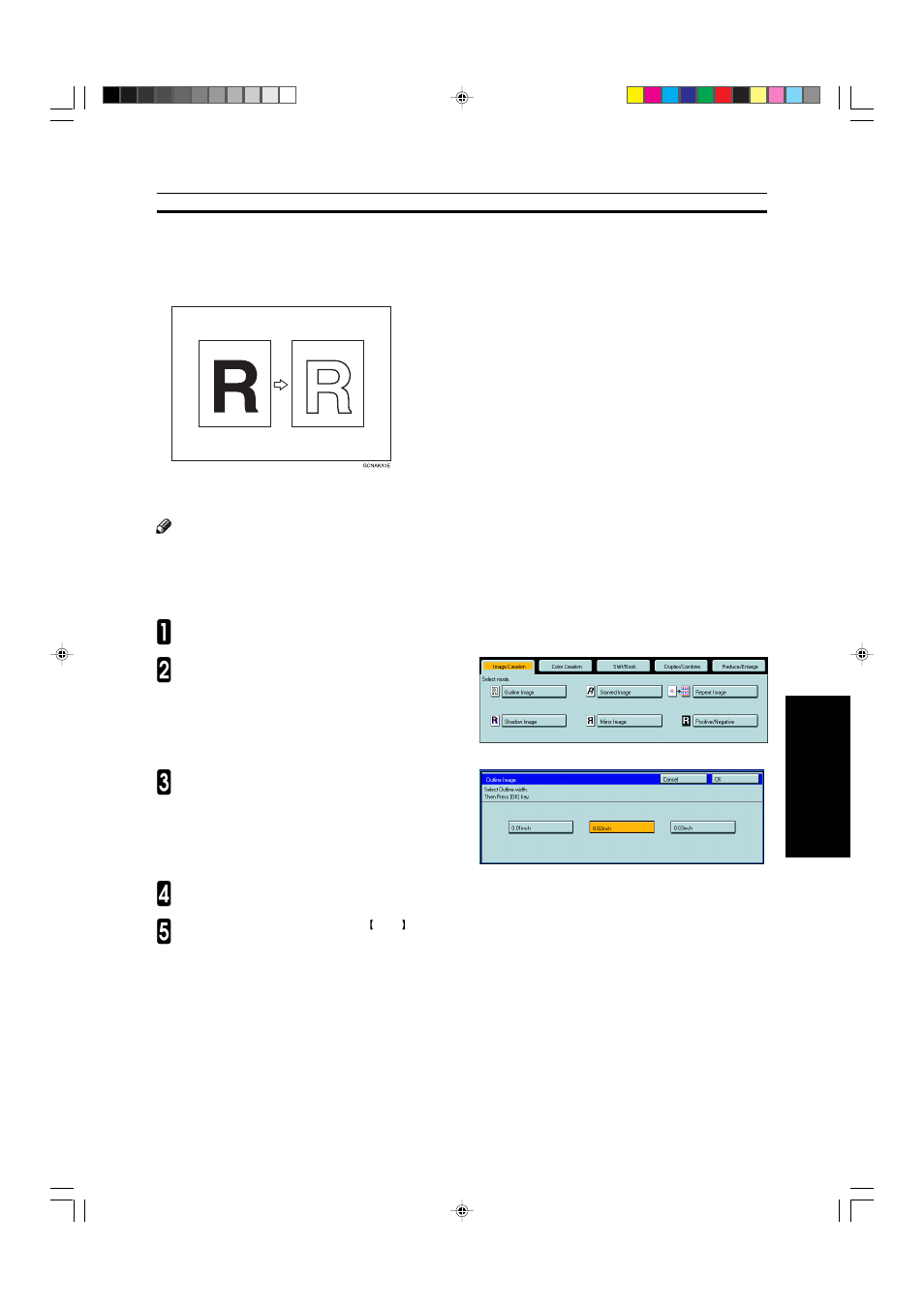 Image creation, Outline image | Ricoh AFICIO COLOR 6010 User Manual | Page 107 / 266