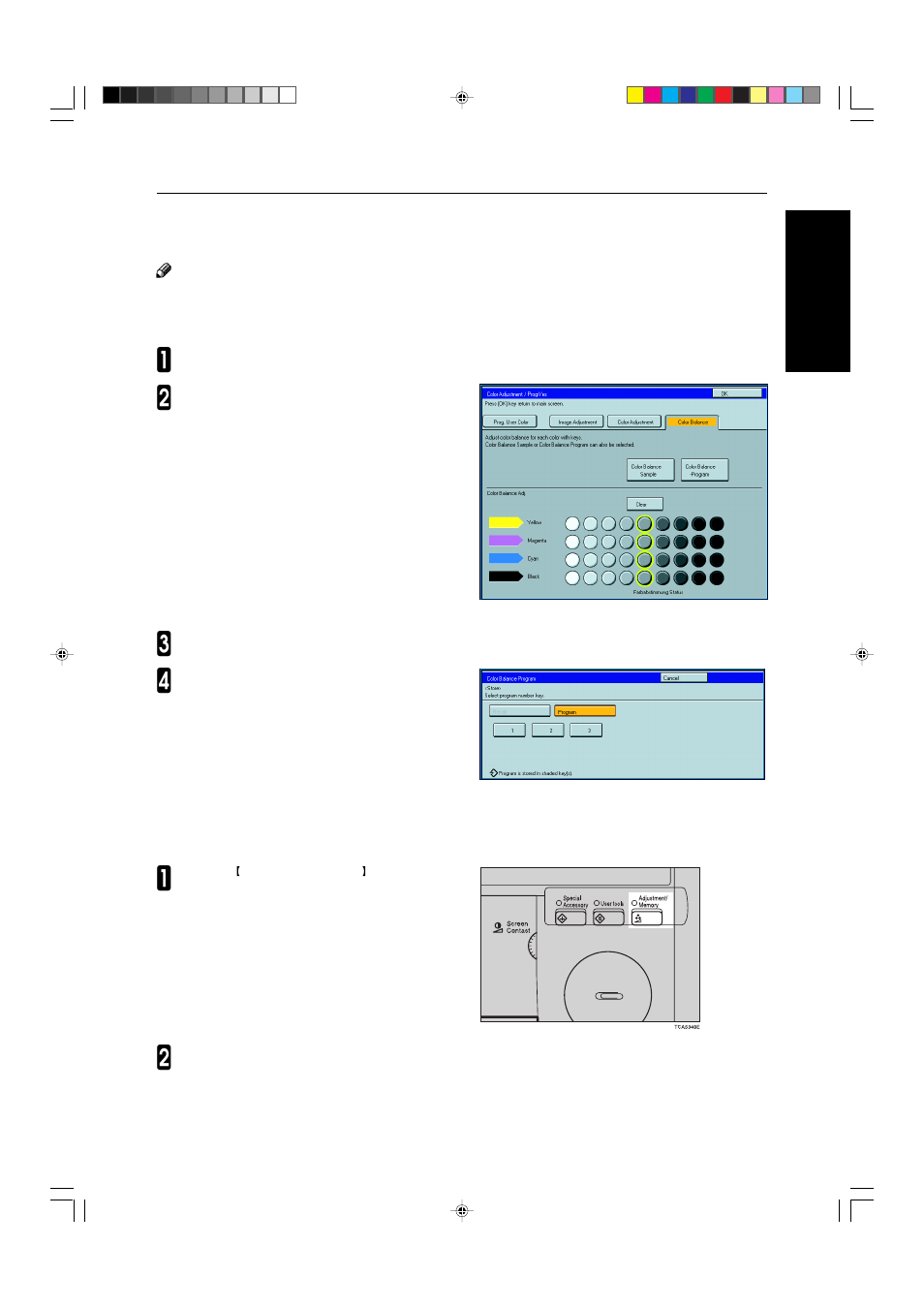 Color balance program | Ricoh AFICIO COLOR 6010 User Manual | Page 141 / 266