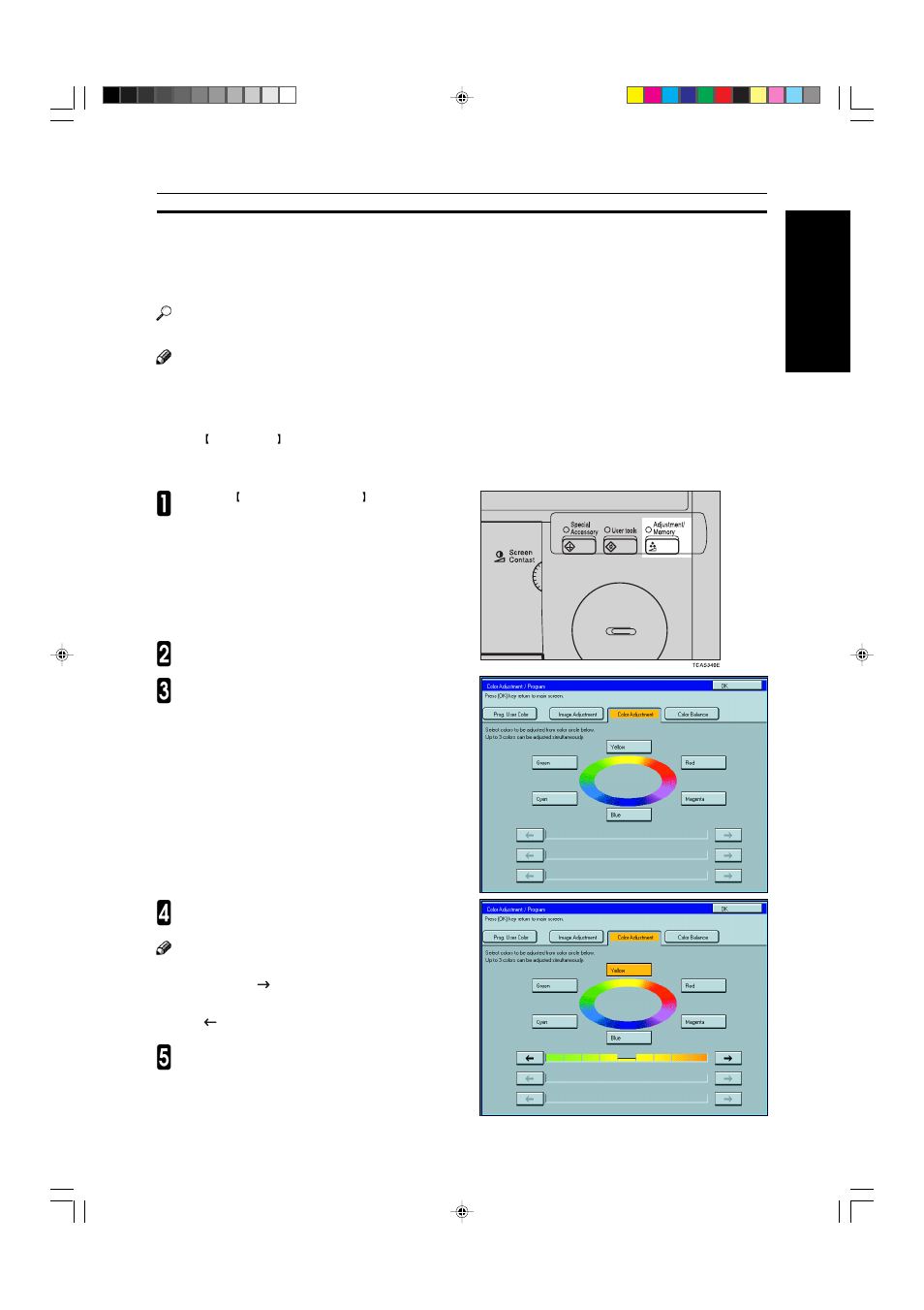 Color adjustment | Ricoh AFICIO COLOR 6010 User Manual | Page 147 / 266