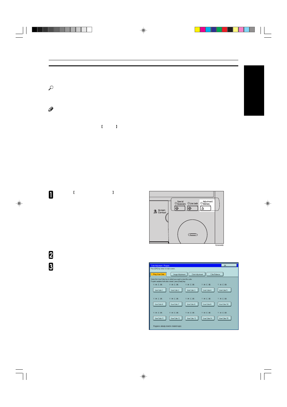 Program user color, Adjusting colors based on the selected color, Program user color—storing user colors | Ricoh AFICIO COLOR 6010 User Manual | Page 151 / 266