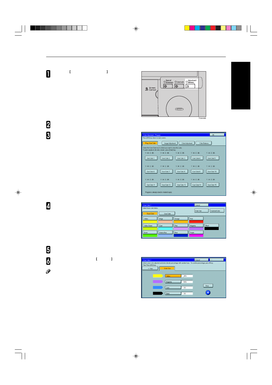 Mixing colors manually with the number keys | Ricoh AFICIO COLOR 6010 User Manual | Page 153 / 266