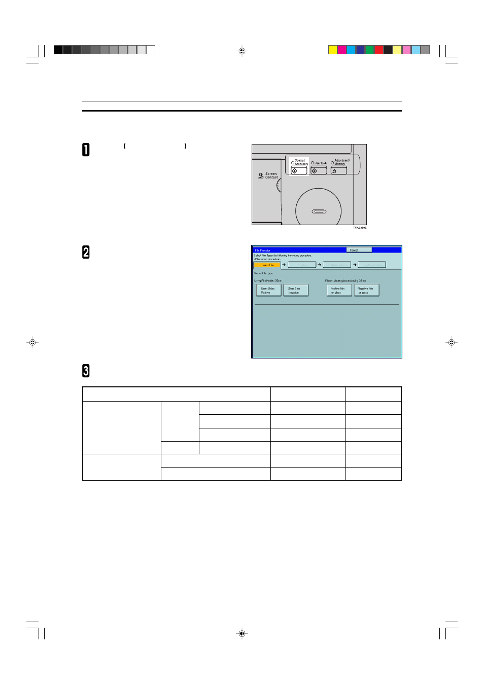 Selecting the film type and performing shading | Ricoh AFICIO COLOR 6010 User Manual | Page 236 / 266