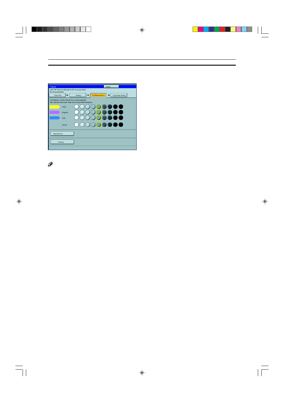 Adjusting color, density and focus, Color tones in film scanning, Density adjustment | Ricoh AFICIO COLOR 6010 User Manual | Page 244 / 266