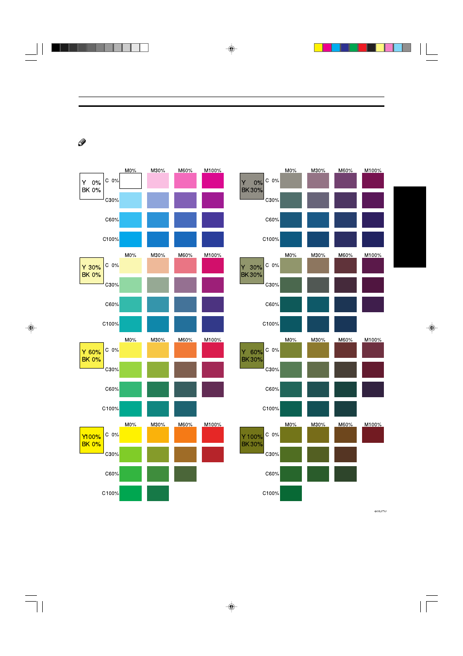 Color sample chart | Ricoh AFICIO COLOR 6010 User Manual | Page 39 / 266