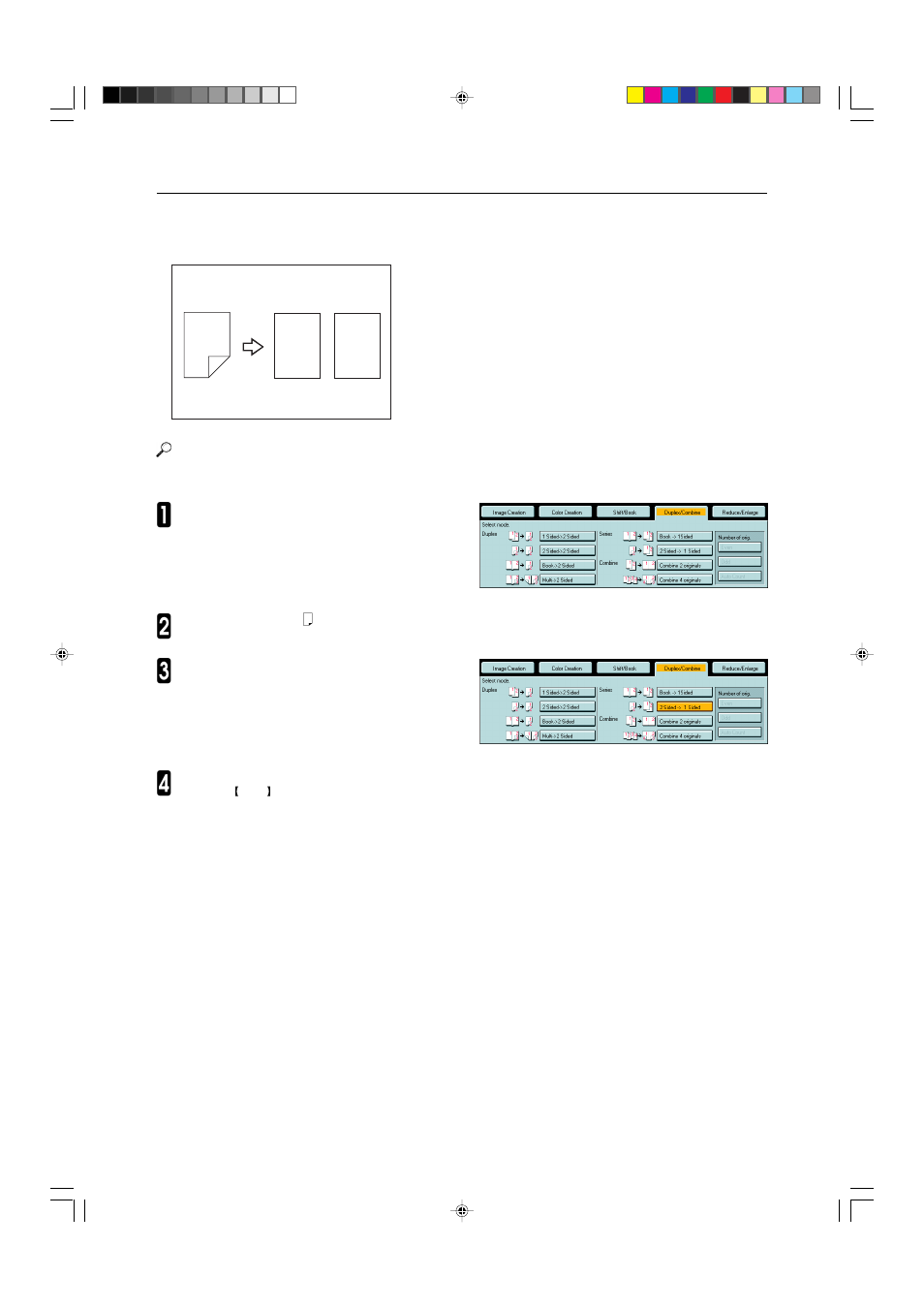 2 sided -> 1 sided | Ricoh AFICIO COLOR 6010 User Manual | Page 90 / 266