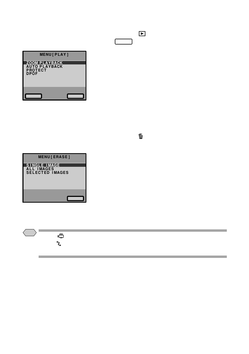 Erase menu, Play menu | Ricoh RDC-6000 User Manual | Page 20 / 24