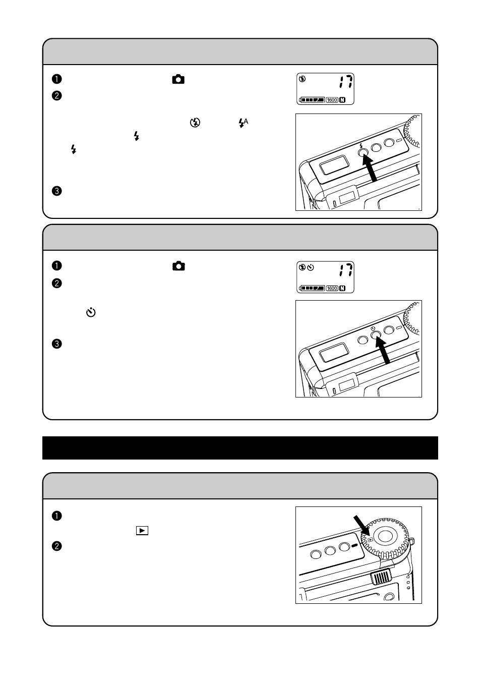 Playback, Changing the flash mode, Using the self-timer | Playing back files | Ricoh RDC-6000 User Manual | Page 23 / 24
