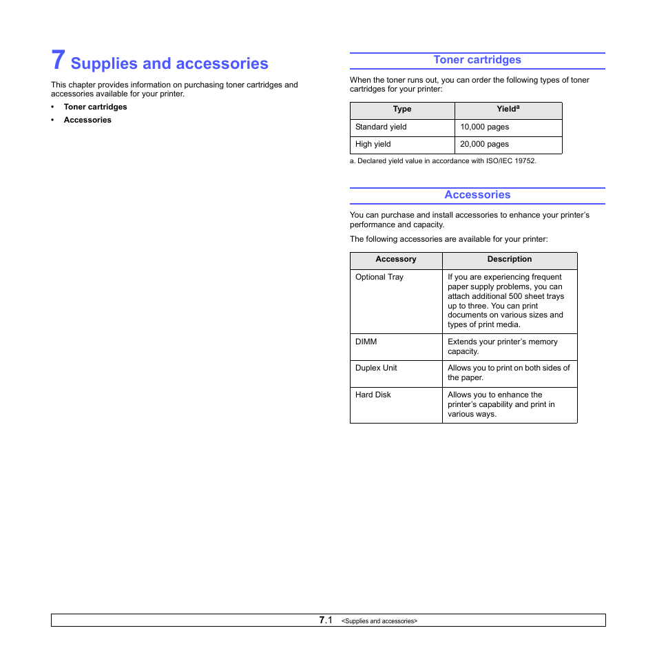 Supplies and accessories, Toner cartridges, Accessories | Toner cartridges accessories | Ricoh Aficio SP 5100N User Manual | Page 35 / 126
