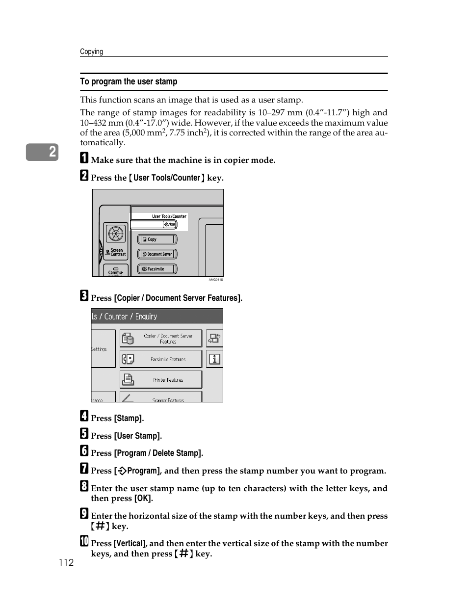 To program the user stamp | Ricoh Aficio MP C2000 User Manual | Page 134 / 206