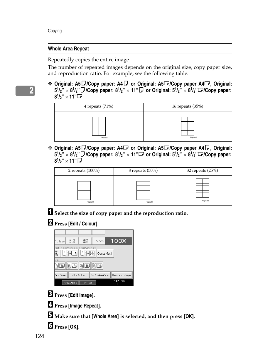 Whole area repeat | Ricoh Aficio MP C2000 User Manual | Page 146 / 206
