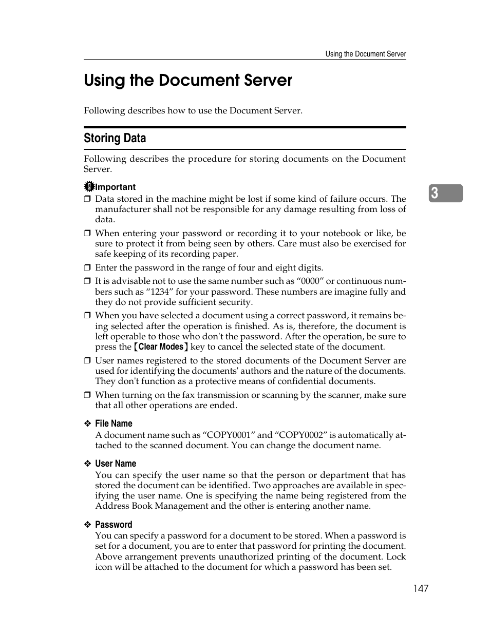 Using the document server, Storing data, 3using the document server | Ricoh Aficio MP C2000 User Manual | Page 169 / 206