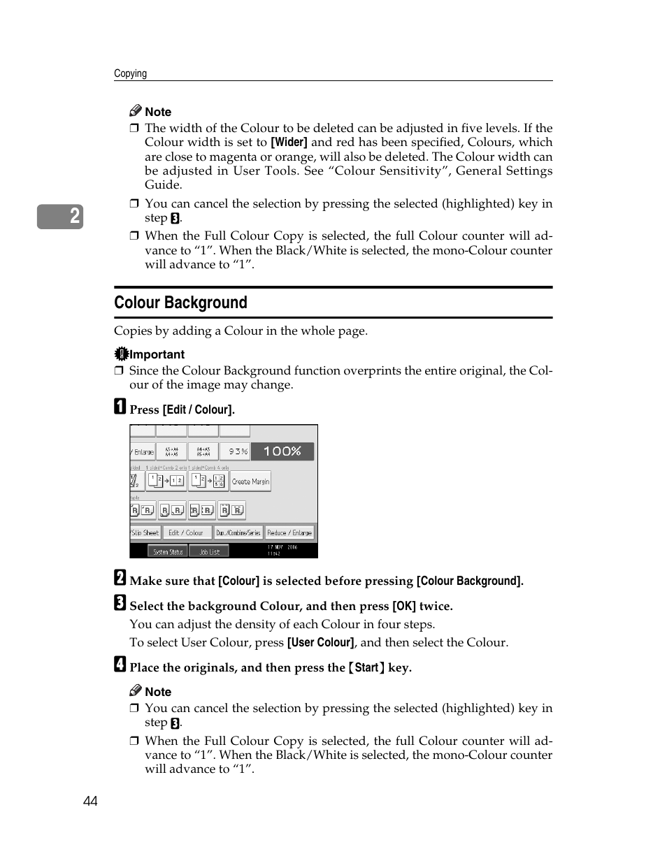 Colour background | Ricoh Aficio MP C2000 User Manual | Page 66 / 206