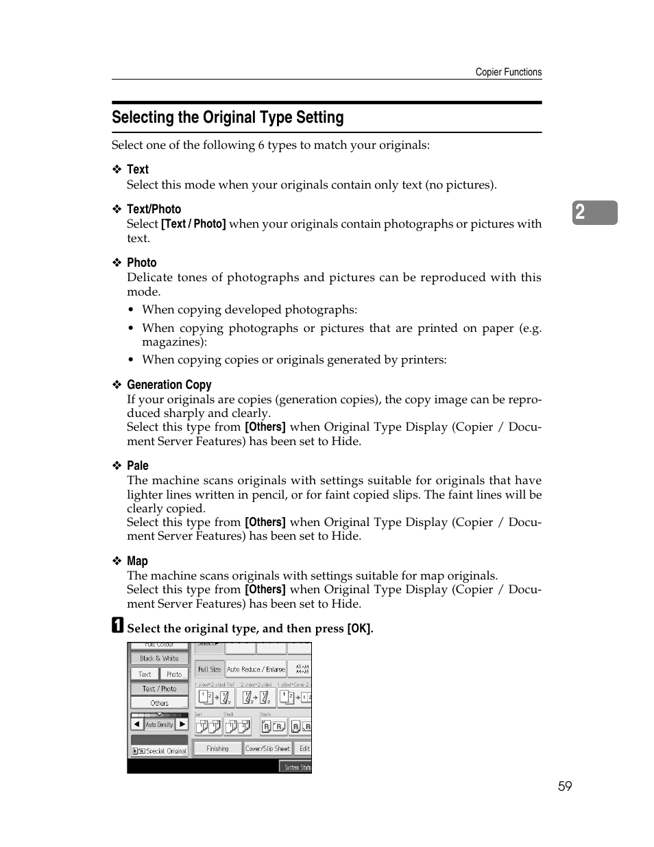 Selecting the original type setting | Ricoh Aficio MP C2000 User Manual | Page 81 / 206