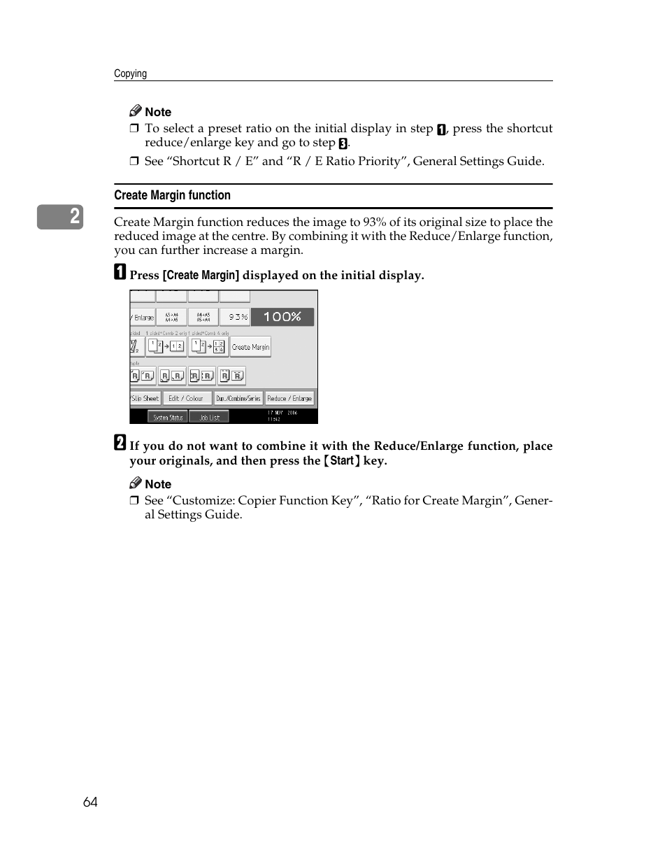 Create margin function | Ricoh Aficio MP C2000 User Manual | Page 86 / 206