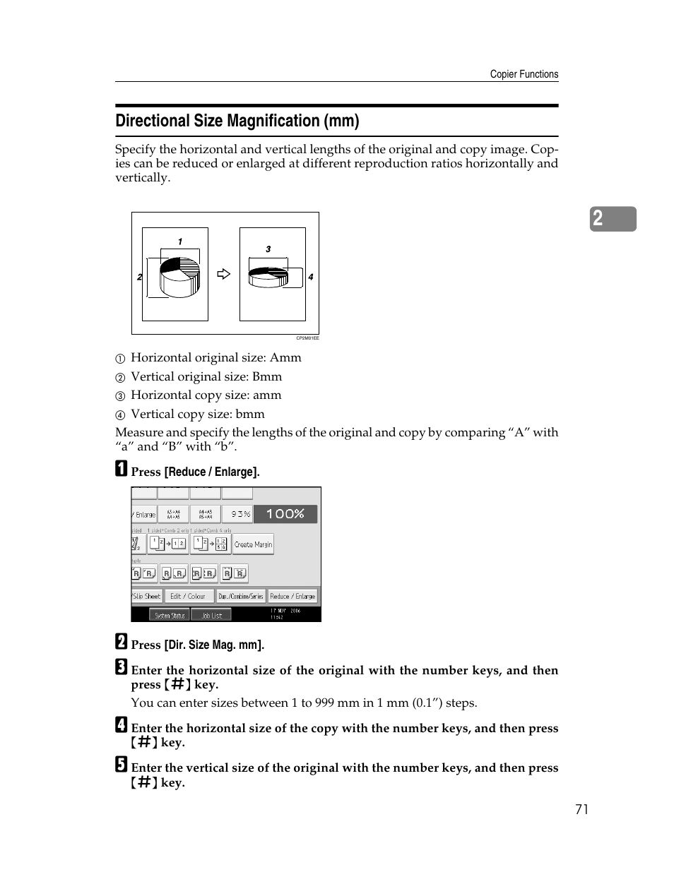Directional size magnification (mm) | Ricoh Aficio MP C2000 User Manual | Page 93 / 206