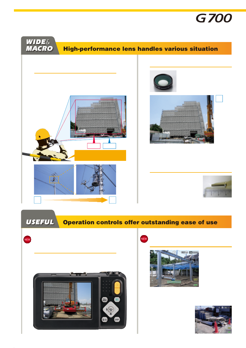 Wide & macro useful, High-performance lens handles various situation, Operation controls offer outstanding ease of use | Ricoh Digital Camera G700 User Manual | Page 5 / 6