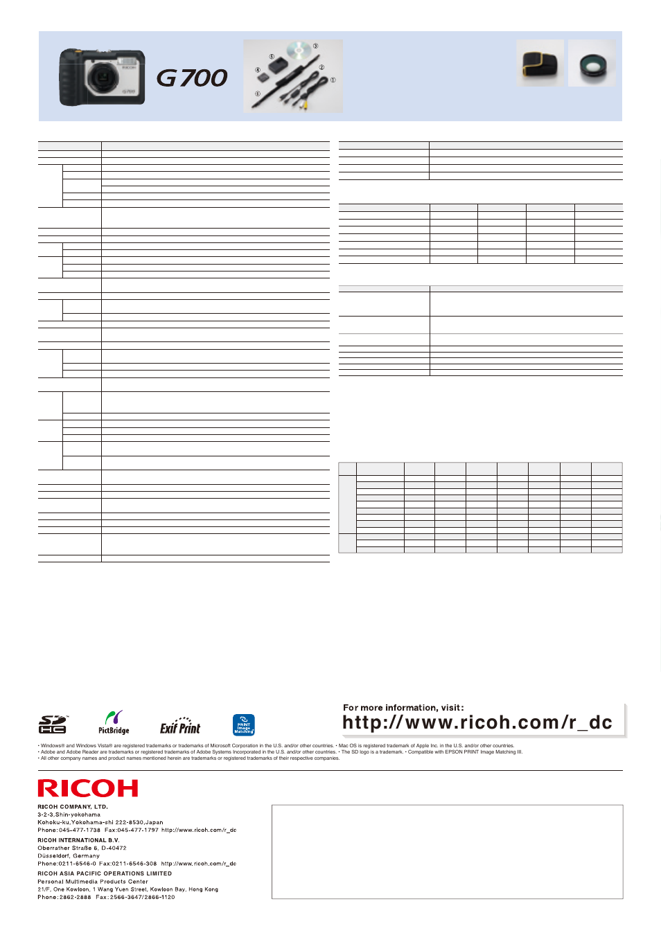 Wide & macro useful, High-performance lens handles various situation, Operation controls offer outstanding ease of use | Ricoh Digital Camera G700 User Manual | Page 6 / 6