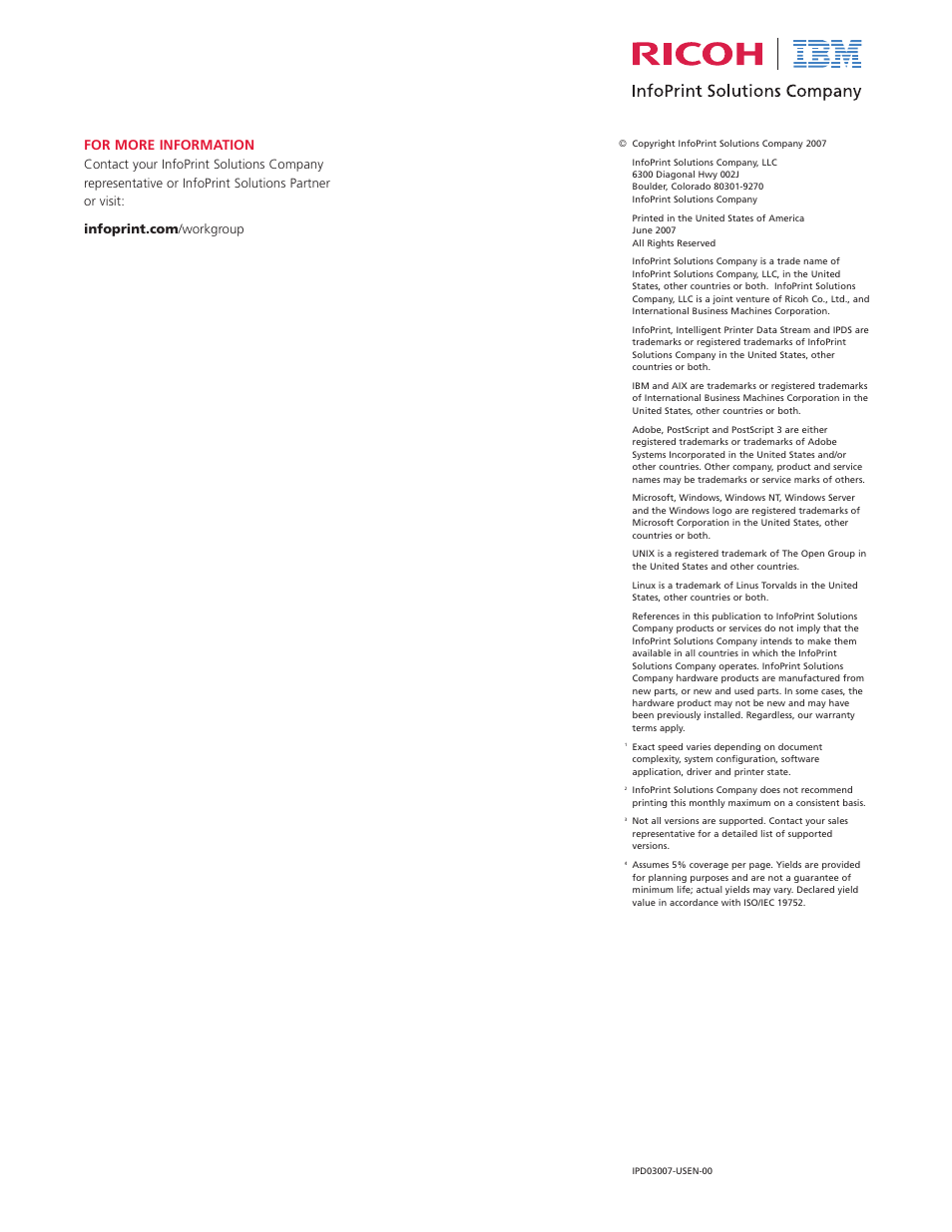 For more information | Ricoh INFOPRINT 1572 MFP User Manual | Page 8 / 9
