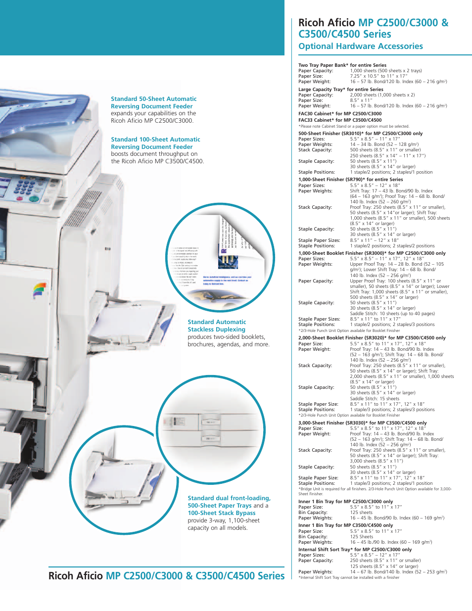 Optional hardware accessories | Ricoh Aficio MP C2500 Series User Manual | Page 7 / 8