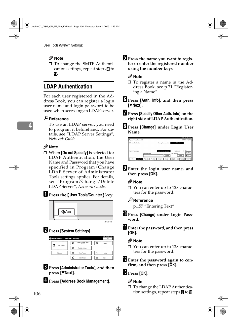 Ldap authentication | Ricoh Aficio 3235C User Manual | Page 118 / 192