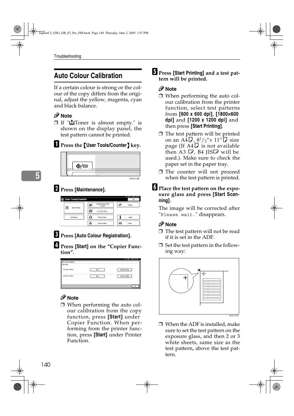 Auto colour calibration | Ricoh Aficio 3235C User Manual | Page 152 / 192