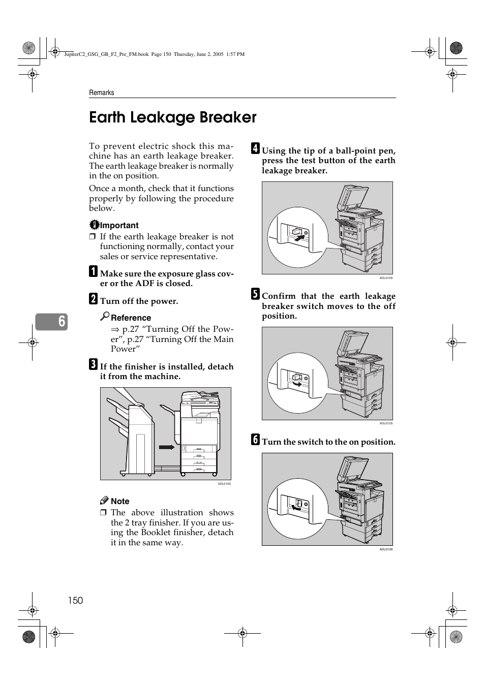 6earth leakage breaker | Ricoh Aficio 3235C User Manual | Page 162 / 192
