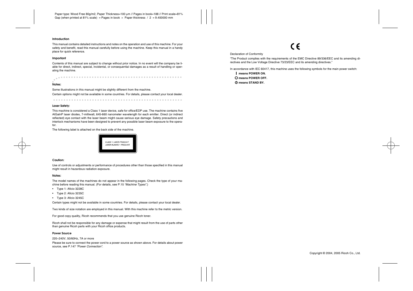 Ricoh Aficio 3235C User Manual | Page 191 / 192