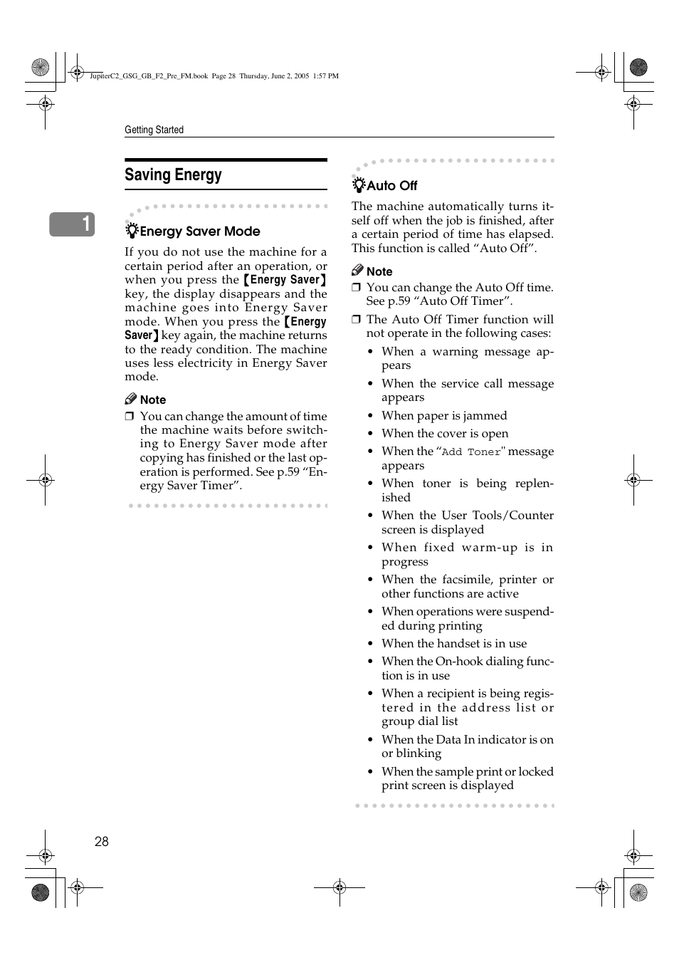 Saving energy | Ricoh Aficio 3235C User Manual | Page 40 / 192