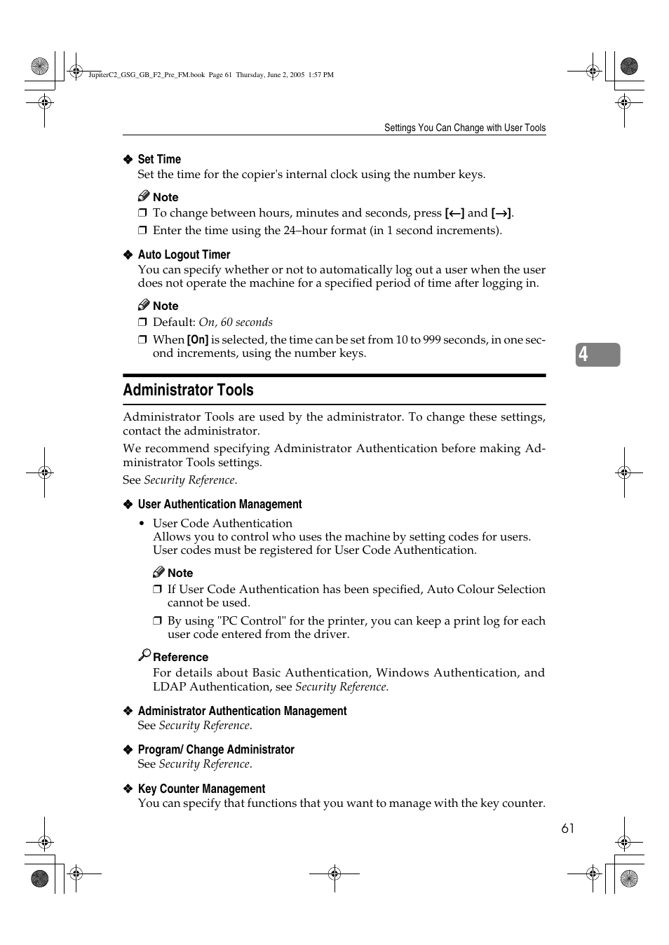 Administrator tools | Ricoh Aficio 3235C User Manual | Page 73 / 192