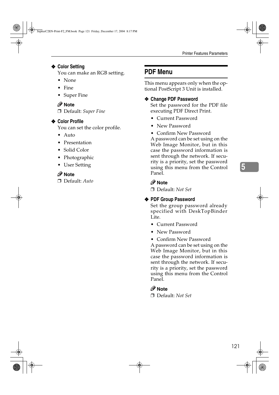 Pdf menu | Ricoh Aficio 3235C  EN User Manual | Page 127 / 168